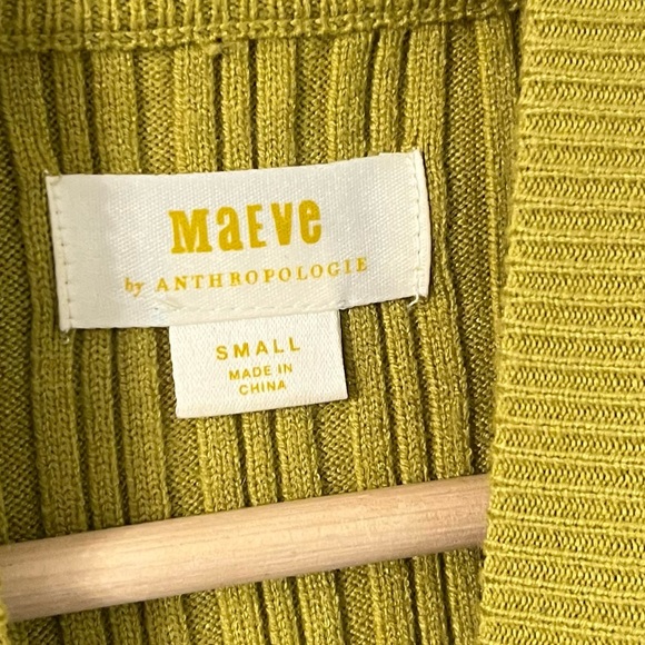 🛑SOLD ANTHROPOLOGIE MAUVE Leila Half Zip Sweater in Lime Green - Picture 8 of 9